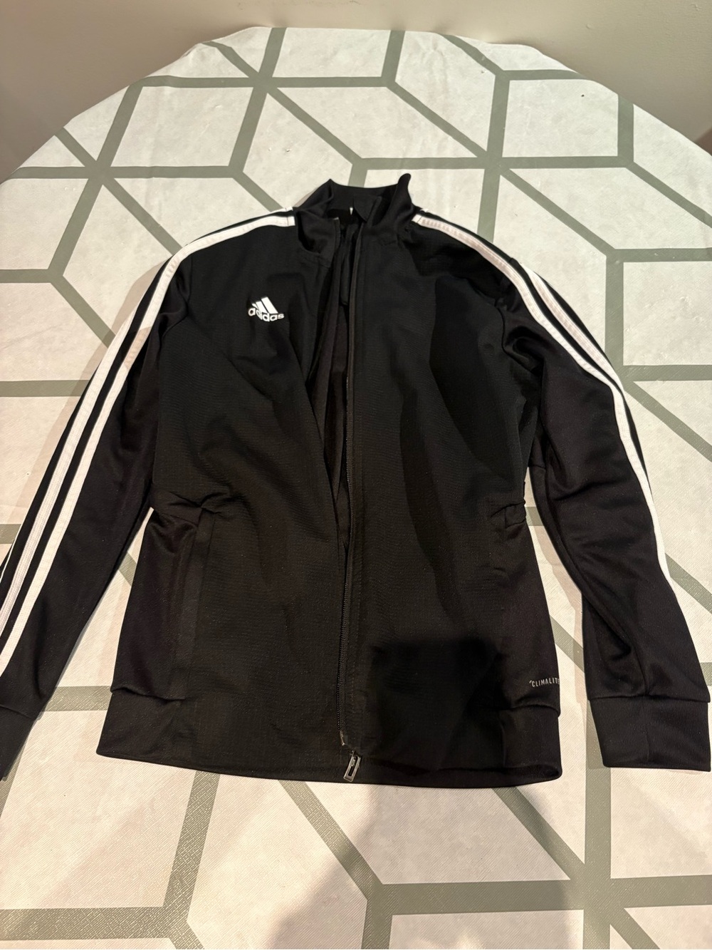 adidas Black Zip-Up Jacket with White Logo
